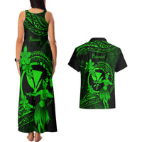 Hawaii Couples Matching Tank Maxi Dress and Hawaiian Shirt Hula Girl Mix Polynesian Plumeria Green Version LT14 - Polynesian Pride
