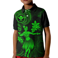 Hawaii Kid Polo Shirt Hula Girl Mix Polynesian Plumeria Green Version LT14 Kid Green - Polynesian Pride