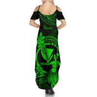 Hawaii Summer Maxi Dress Hula Girl Mix Polynesian Plumeria Green Version LT14 - Polynesian Pride