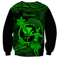 Hawaii Sweatshirt Hula Girl Mix Polynesian Plumeria Green Version LT14 - Polynesian Pride