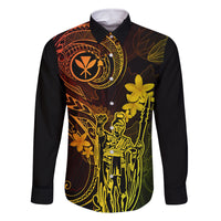 Hawaii Family Matching Off Shoulder Short Dress and Hawaiian Shirt King Kamehameha Mix Polynesian Plumeria Reggae Version LT14 Dad's Shirt - Long Sleeve Reggae - Polynesian Pride