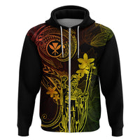 Hawaii Hoodie King Kamehameha Mix Polynesian Plumeria Reggae Version LT14 Zip Hoodie Reggae - Polynesian Pride