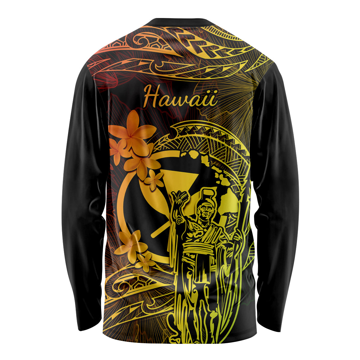 Hawaii Long Sleeve Shirt King Kamehameha Mix Polynesian Plumeria Reggae Version LT14 - Polynesian Pride