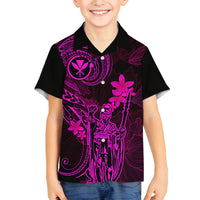 Hawaii Family Matching Summer Maxi Dress and Hawaiian Shirt King Kamehameha Mix Polynesian Plumeria Pink Version LT14 Dad's Shirt - Long Sleeve Pink - Polynesian Pride