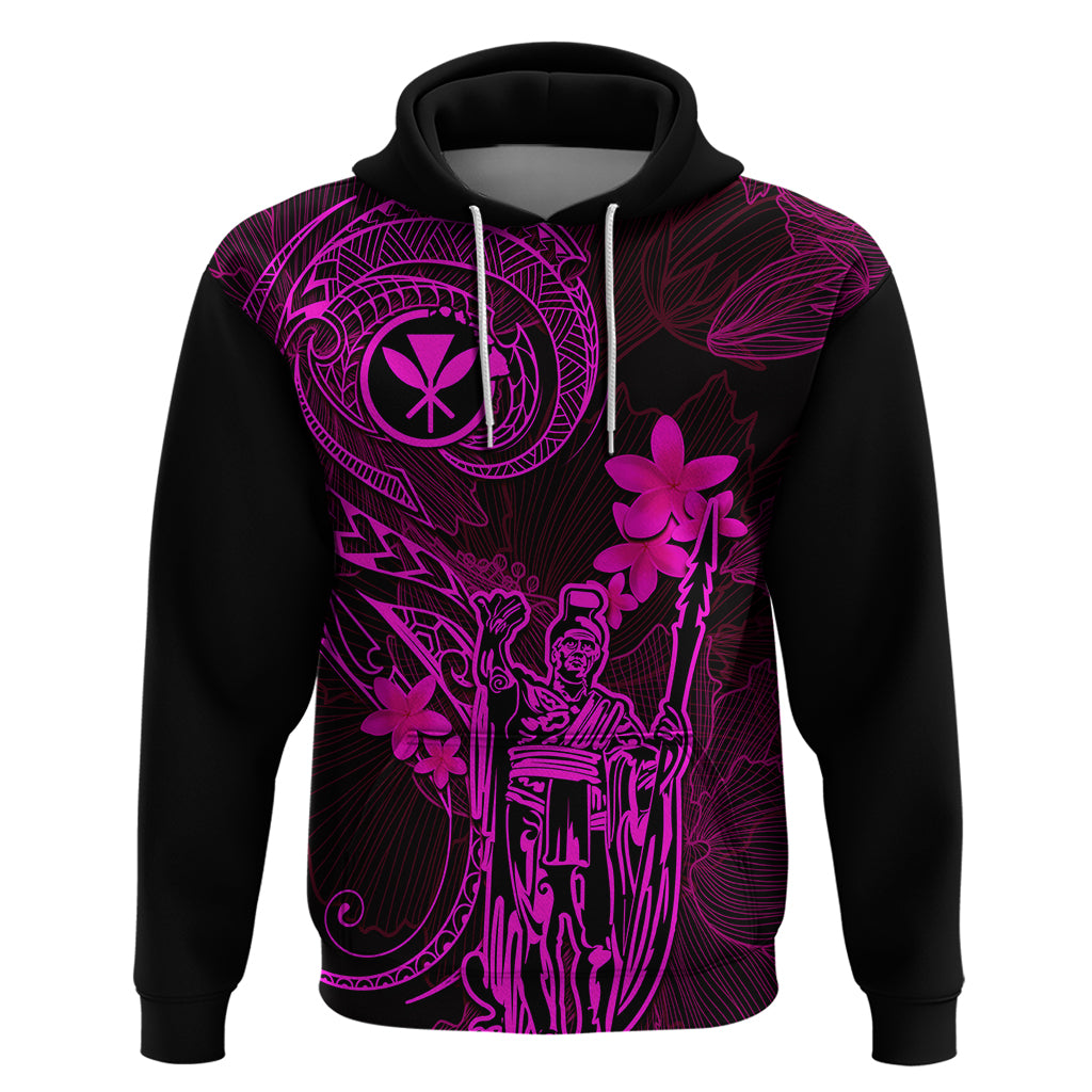 Hawaii Hoodie King Kamehameha Mix Polynesian Plumeria Pink Version LT14 Pullover Hoodie Pink - Polynesian Pride