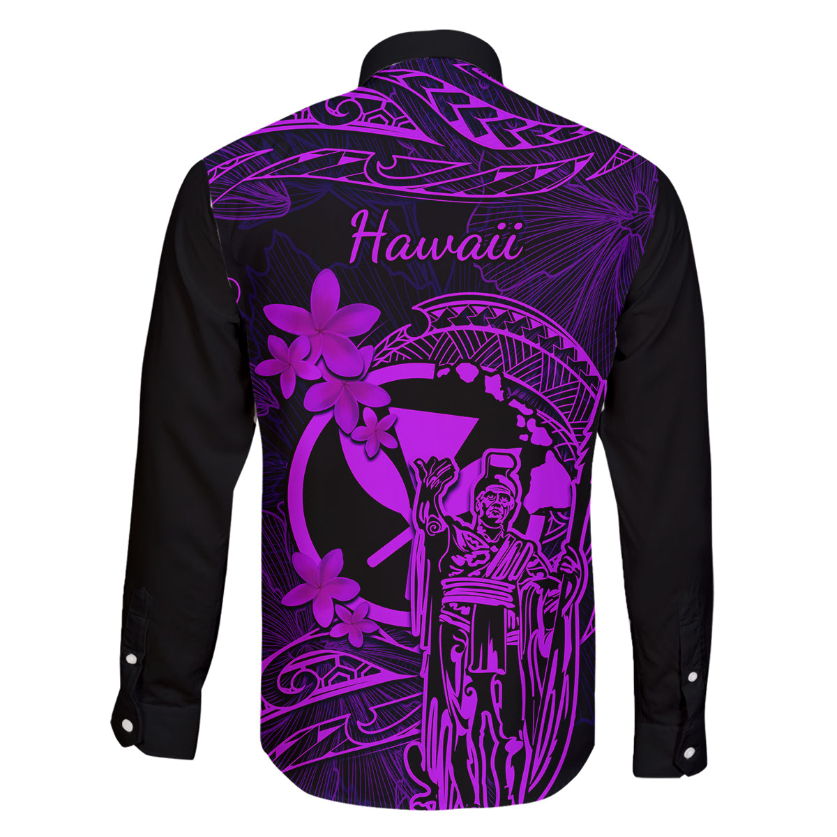 Hawaii Family Matching Tank Maxi Dress and Hawaiian Shirt King Kamehameha Mix Polynesian Plumeria Purple Version LT14 - Polynesian Pride