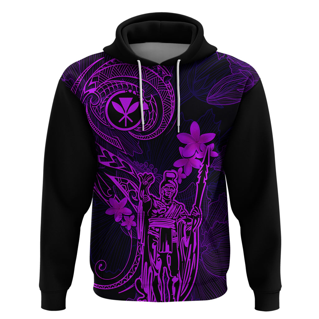 Hawaii Hoodie King Kamehameha Mix Polynesian Plumeria Purple Version LT14 Pullover Hoodie Purple - Polynesian Pride