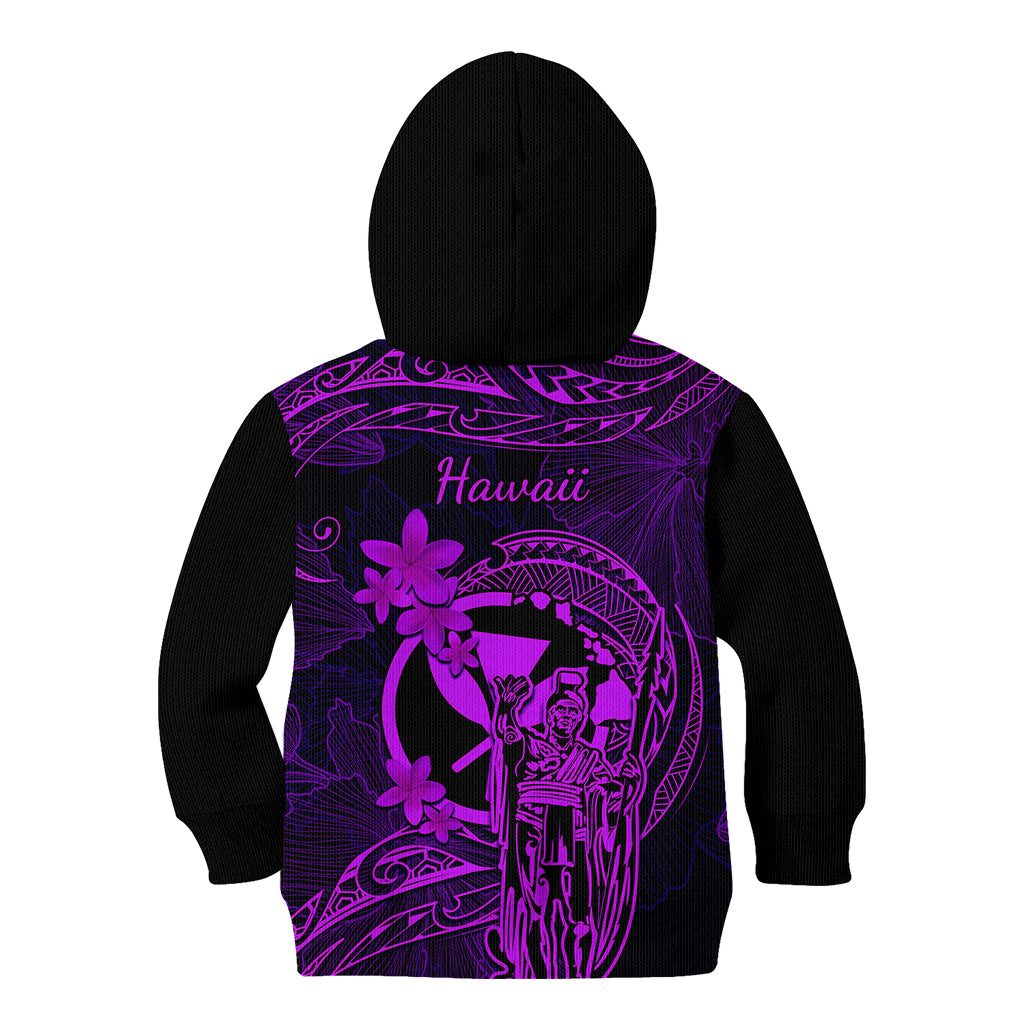 Hawaii Kid Hoodie King Kamehameha Mix Polynesian Plumeria Purple Version LT14 - Polynesian Pride