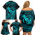 Hawaii Family Matching Off Shoulder Short Dress and Hawaiian Shirt King Kamehameha Mix Polynesian Plumeria Turquoise Version LT14 - Polynesian Pride