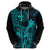 Hawaii Hoodie King Kamehameha Mix Polynesian Plumeria Turquoise Version LT14 - Polynesian Pride