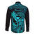 Hawaii Long Sleeve Button Shirt King Kamehameha Mix Polynesian Plumeria Turquoise Version LT14 - Polynesian Pride