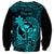 Hawaii Sweatshirt King Kamehameha Mix Polynesian Plumeria Turquoise Version LT14 - Polynesian Pride