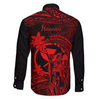 Hawaii Family Matching Summer Maxi Dress and Hawaiian Shirt King Kamehameha Mix Polynesian Plumeria Red Version LT14 - Polynesian Pride