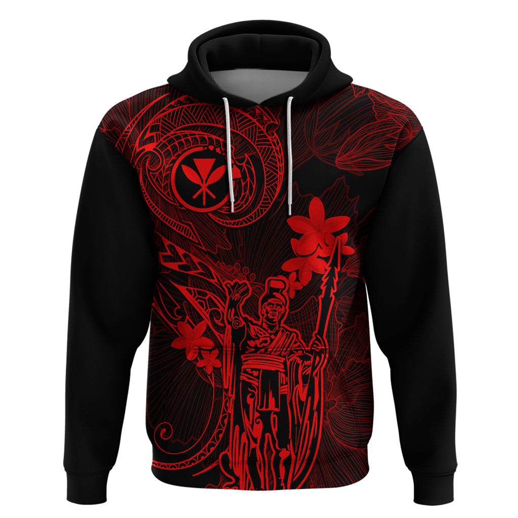 Hawaii Hoodie King Kamehameha Mix Polynesian Plumeria Red Version LT14 Pullover Hoodie Red - Polynesian Pride