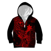 Hawaii Kid Hoodie King Kamehameha Mix Polynesian Plumeria Red Version LT14 - Polynesian Pride
