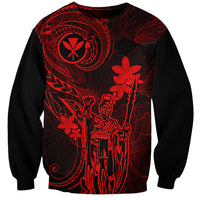 Hawaii Sweatshirt King Kamehameha Mix Polynesian Plumeria Red Version LT14 Unisex Red - Polynesian Pride