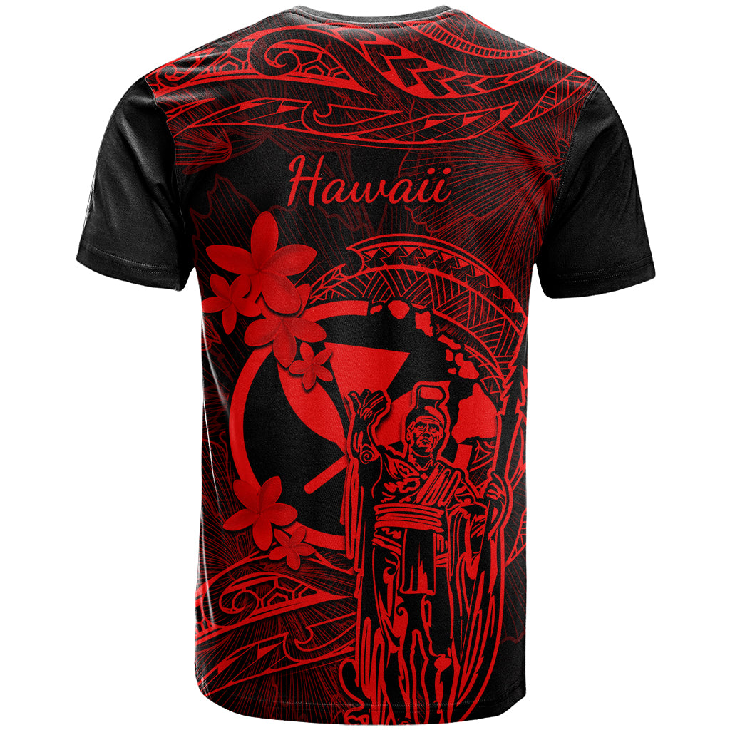 Hawaii T Shirt King Kamehameha Mix Polynesian Plumeria Red Version LT14 - Polynesian Pride