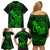 Hawaii Family Matching Off Shoulder Short Dress and Hawaiian Shirt King Kamehameha Mix Polynesian Plumeria Green Version LT14 - Polynesian Pride