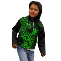 Hawaii Kid Hoodie King Kamehameha Mix Polynesian Plumeria Green Version LT14 - Polynesian Pride