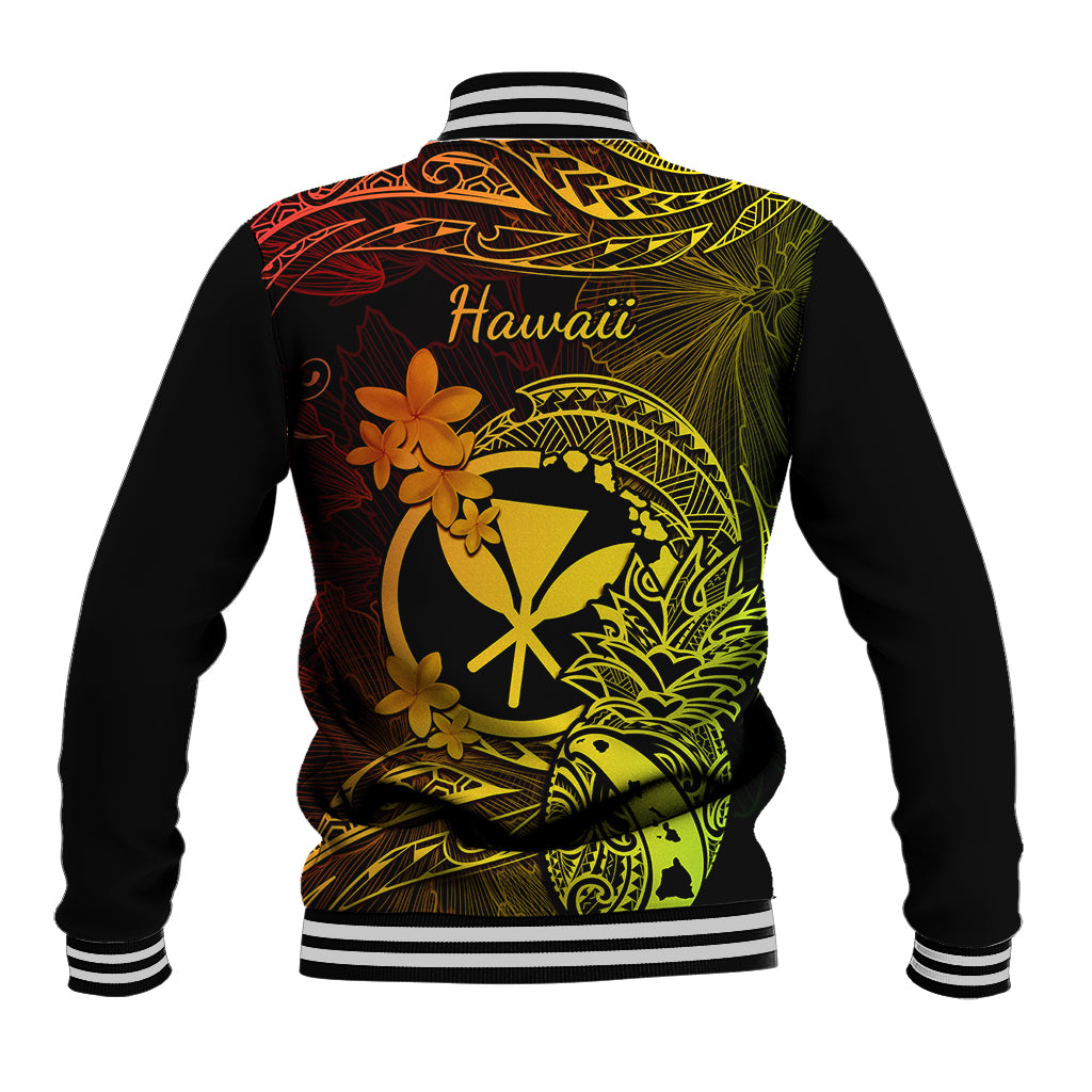 Hawaii Baseball Jacket Pineapple Mix Polynesian Plumeria Reggae Version LT14 - Polynesian Pride