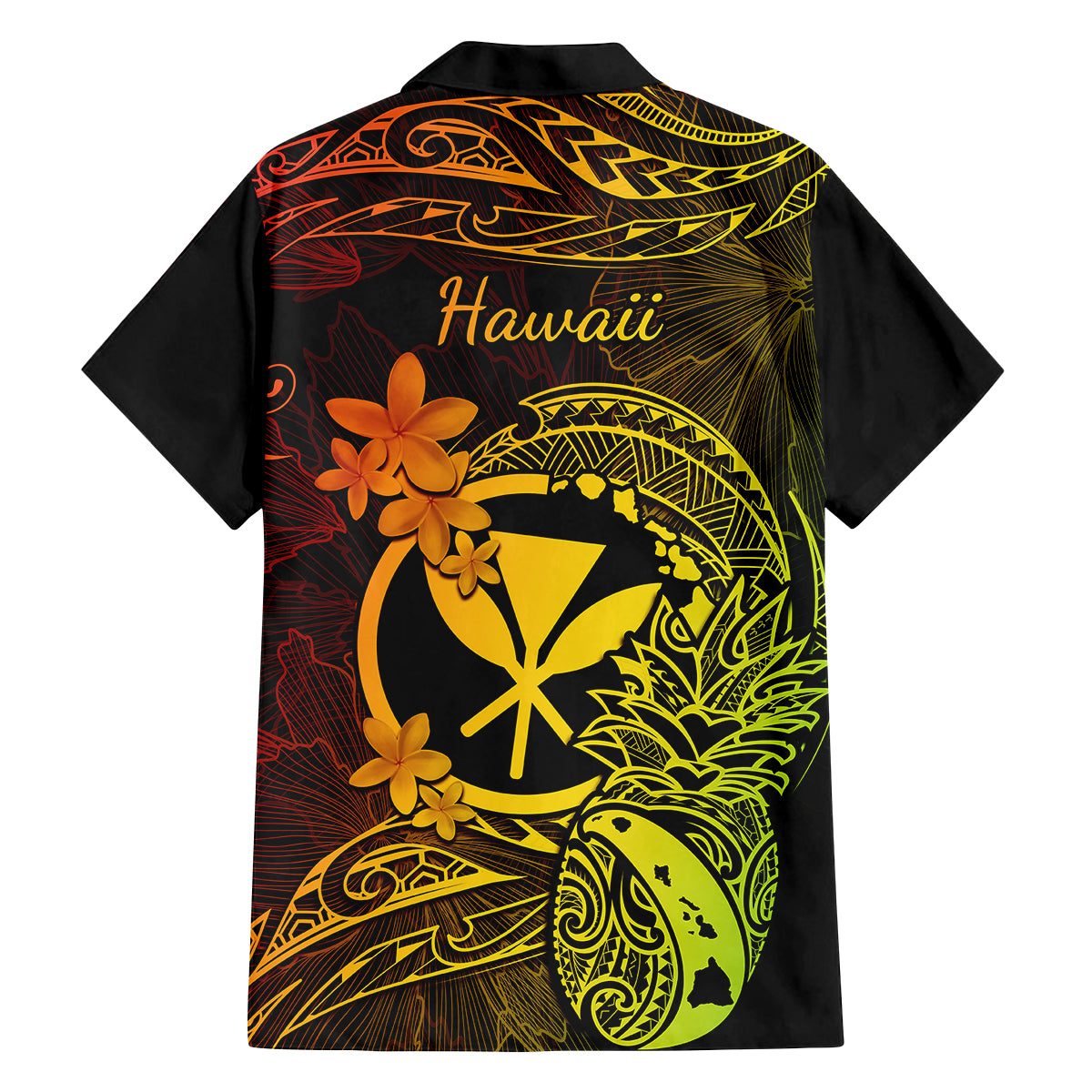 Hawaii Family Matching Off Shoulder Short Dress and Hawaiian Shirt Pineapple Mix Polynesian Plumeria Reggae Version LT14 - Polynesian Pride
