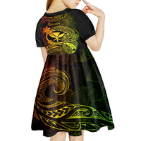 Hawaii Kid Short Sleeve Dress Pineapple Mix Polynesian Plumeria Reggae Version LT14 - Polynesian Pride