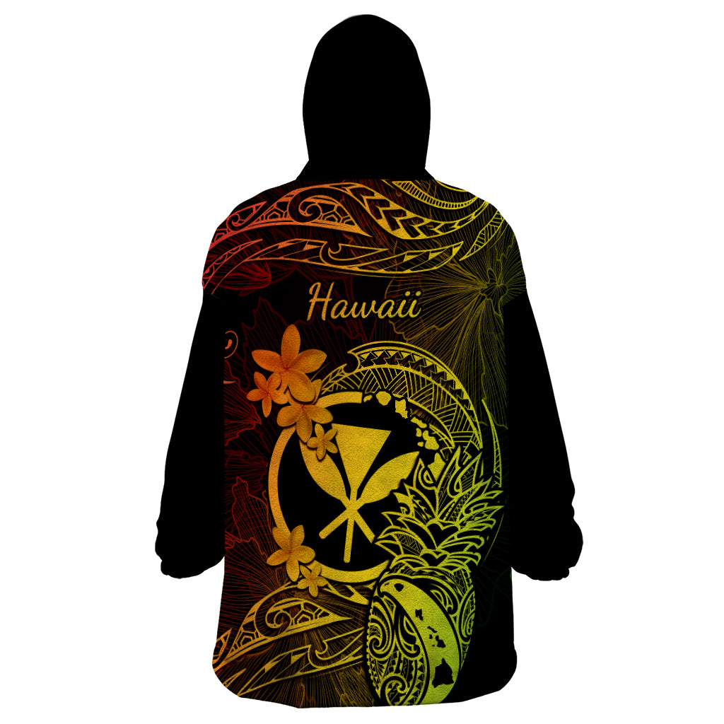 Hawaii Wearable Blanket Hoodie Pineapple Mix Polynesian Plumeria Reggae Version LT14 - Polynesian Pride