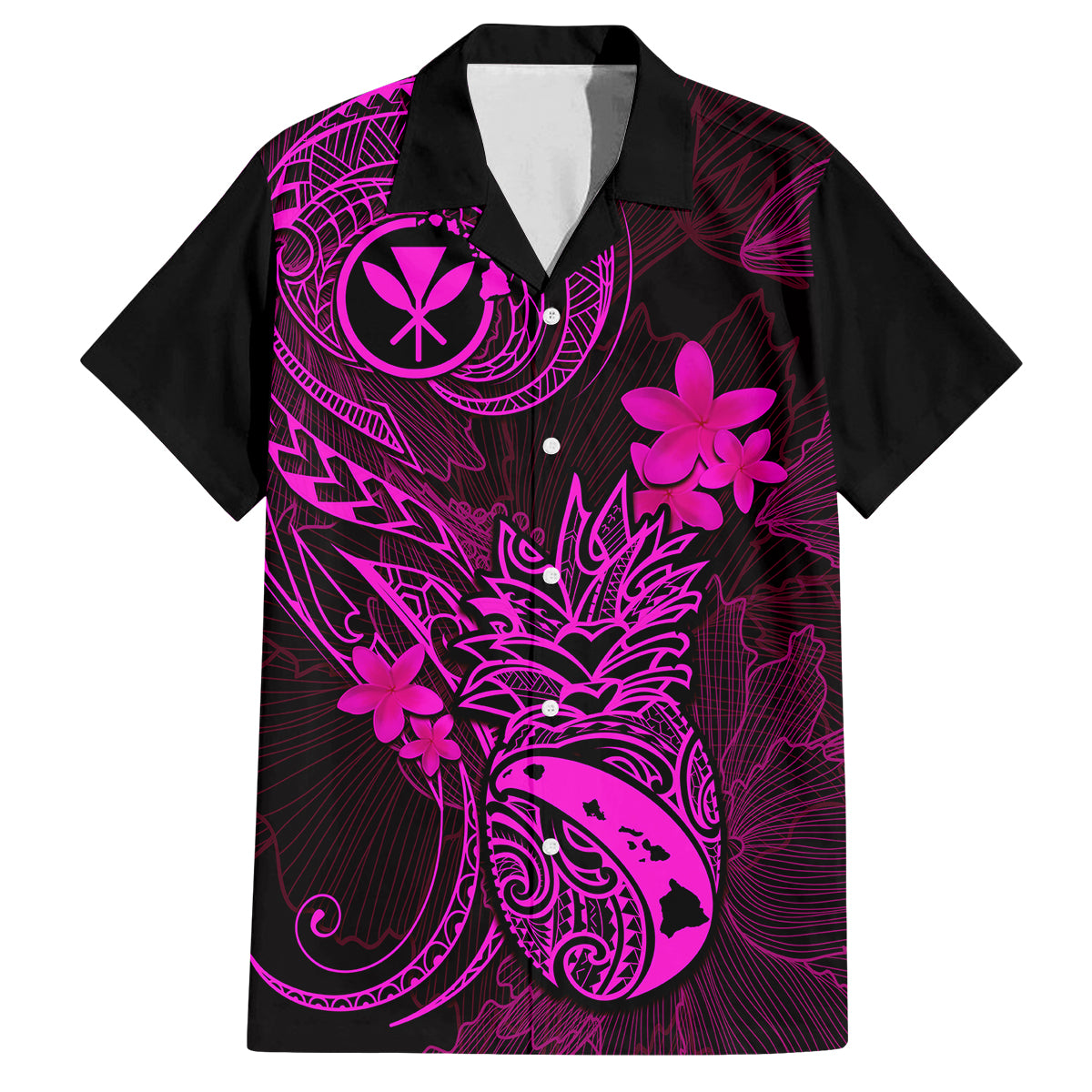 Hawaii Family Matching Summer Maxi Dress and Hawaiian Shirt Pineapple Mix Polynesian Plumeria Pink Version LT14 Dad's Shirt - Short Sleeve Pink - Polynesian Pride