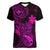 Hawaii Women V Neck T Shirt Pineapple Mix Polynesian Plumeria Pink Version LT14 Female Pink - Polynesian Pride