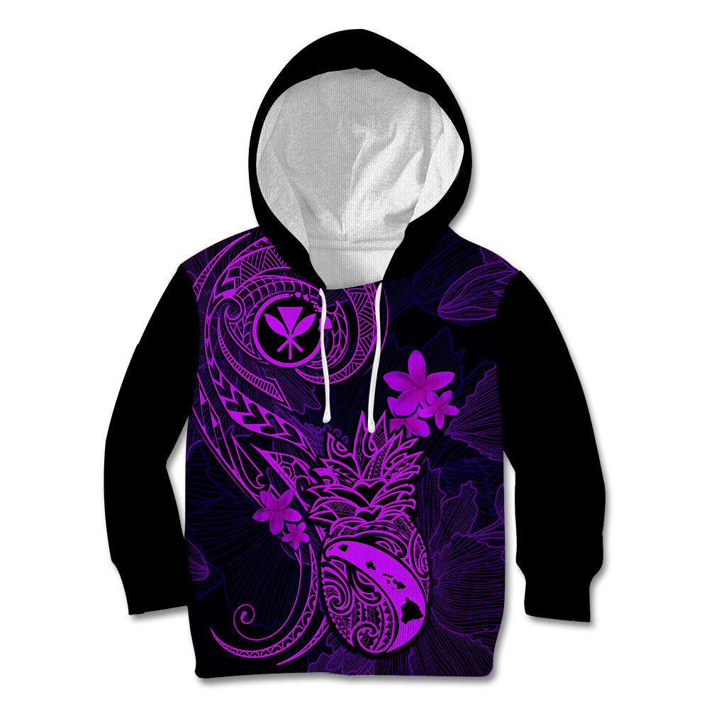 Hawaii Kid Hoodie Pineapple Mix Polynesian Plumeria Purple Version LT14 Purple - Polynesian Pride