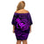 Hawaii Off Shoulder Short Dress Pineapple Mix Polynesian Plumeria Purple Version LT14 - Polynesian Pride