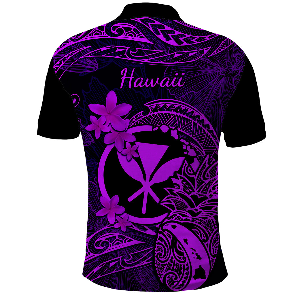Hawaii Polo Shirt Pineapple Mix Polynesian Plumeria Purple Version LT14 - Polynesian Pride