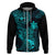 Hawaii Hoodie Pineapple Mix Polynesian Plumeria Turquoise Version LT14 Zip Hoodie Turquoise - Polynesian Pride