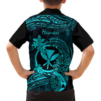 Hawaii Kid Hawaiian Shirt Pineapple Mix Polynesian Plumeria Turquoise Version LT14 - Polynesian Pride