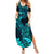 Hawaii Summer Maxi Dress Pineapple Mix Polynesian Plumeria Turquoise Version LT14 Women Turquoise - Polynesian Pride