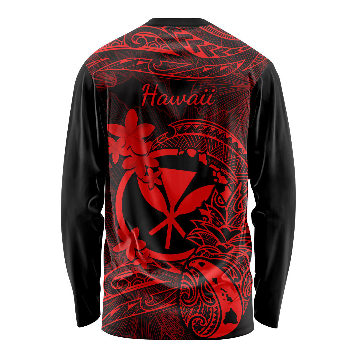 Hawaii Long Sleeve Shirt Pineapple Mix Polynesian Plumeria Red Version LT14 - Polynesian Pride