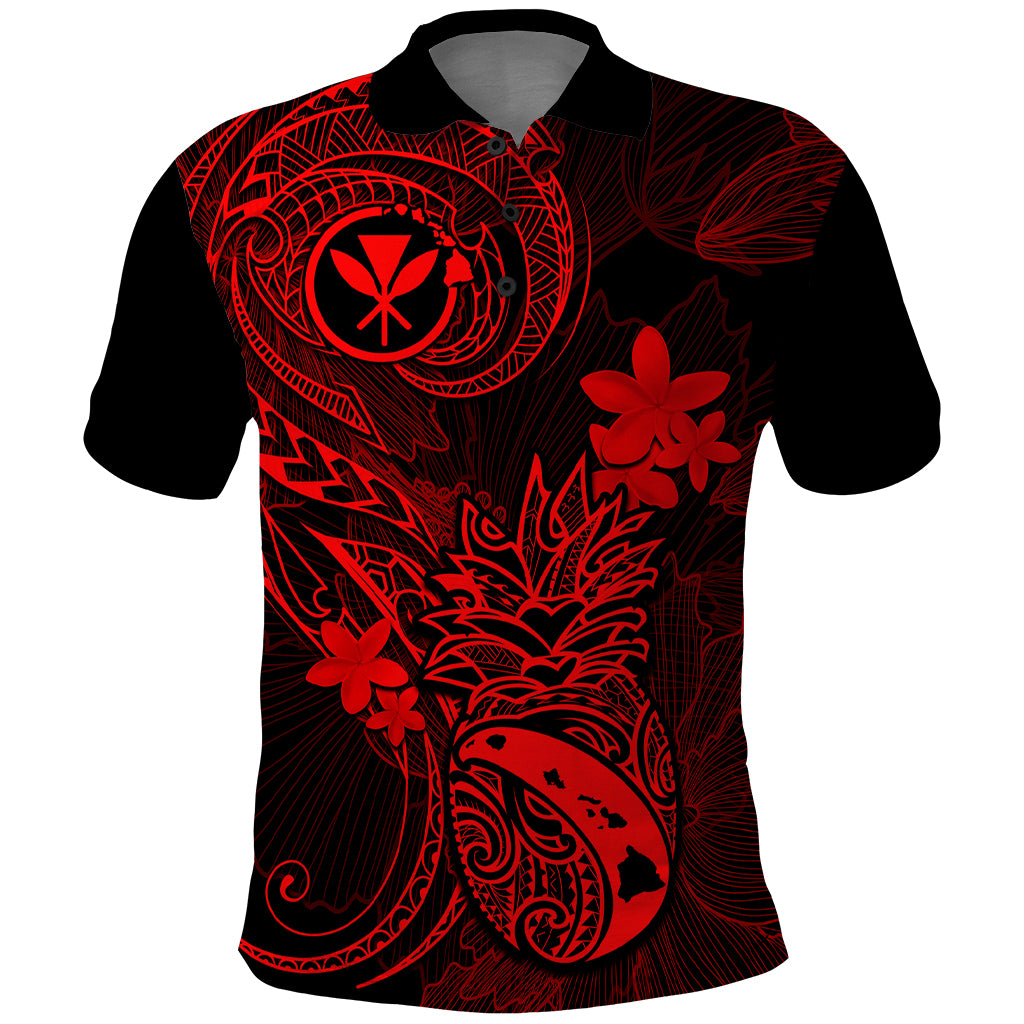 Hawaii Polo Shirt Pineapple Mix Polynesian Plumeria Red Version LT14 Red - Polynesian Pride