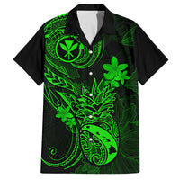 Hawaii Family Matching Off Shoulder Maxi Dress and Hawaiian Shirt Pineapple Mix Polynesian Plumeria Green Version LT14 Dad's Shirt - Short Sleeve Green - Polynesian Pride