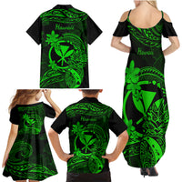 Hawaii Family Matching Summer Maxi Dress and Hawaiian Shirt Pineapple Mix Polynesian Plumeria Green Version LT14 - Polynesian Pride