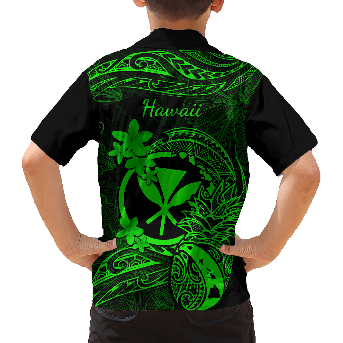 Hawaii Family Matching Summer Maxi Dress and Hawaiian Shirt Pineapple Mix Polynesian Plumeria Green Version LT14 - Polynesian Pride