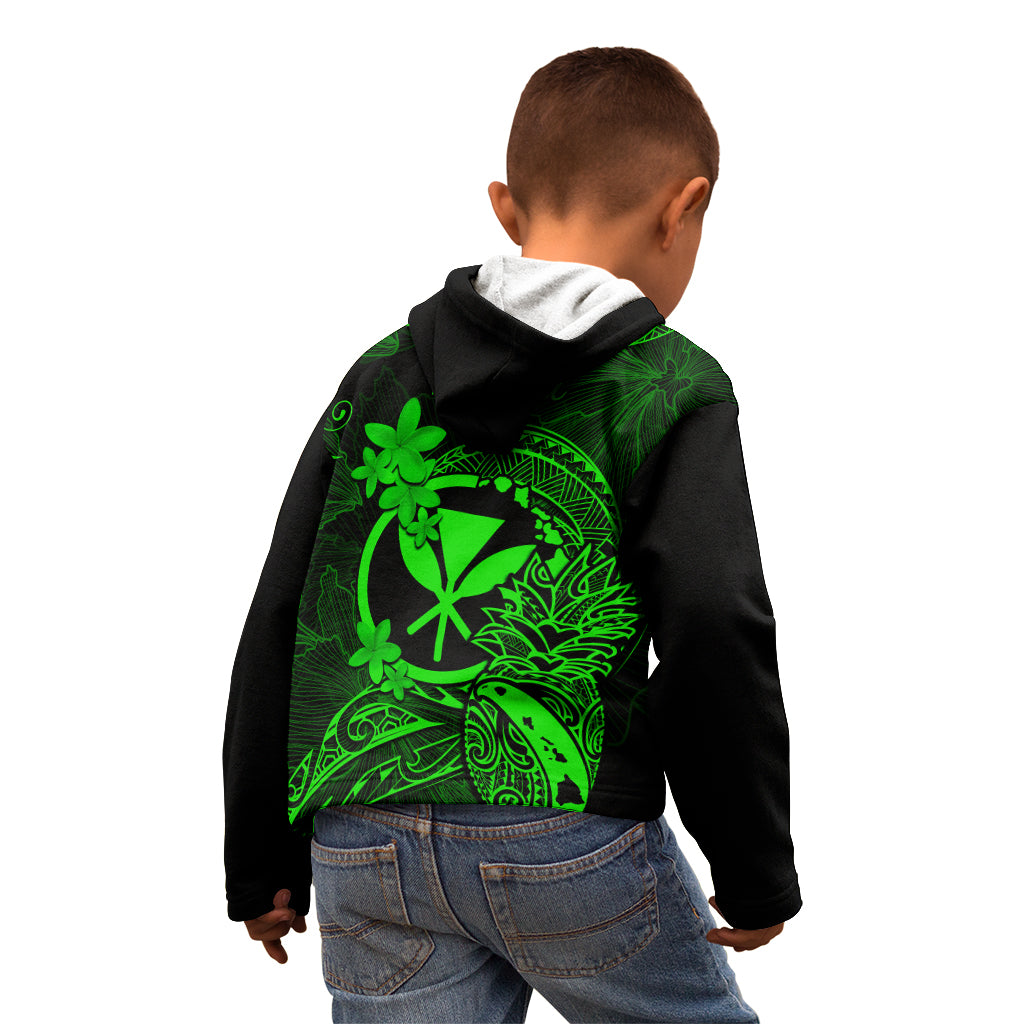Hawaii Kid Hoodie Pineapple Mix Polynesian Plumeria Green Version LT14 - Polynesian Pride