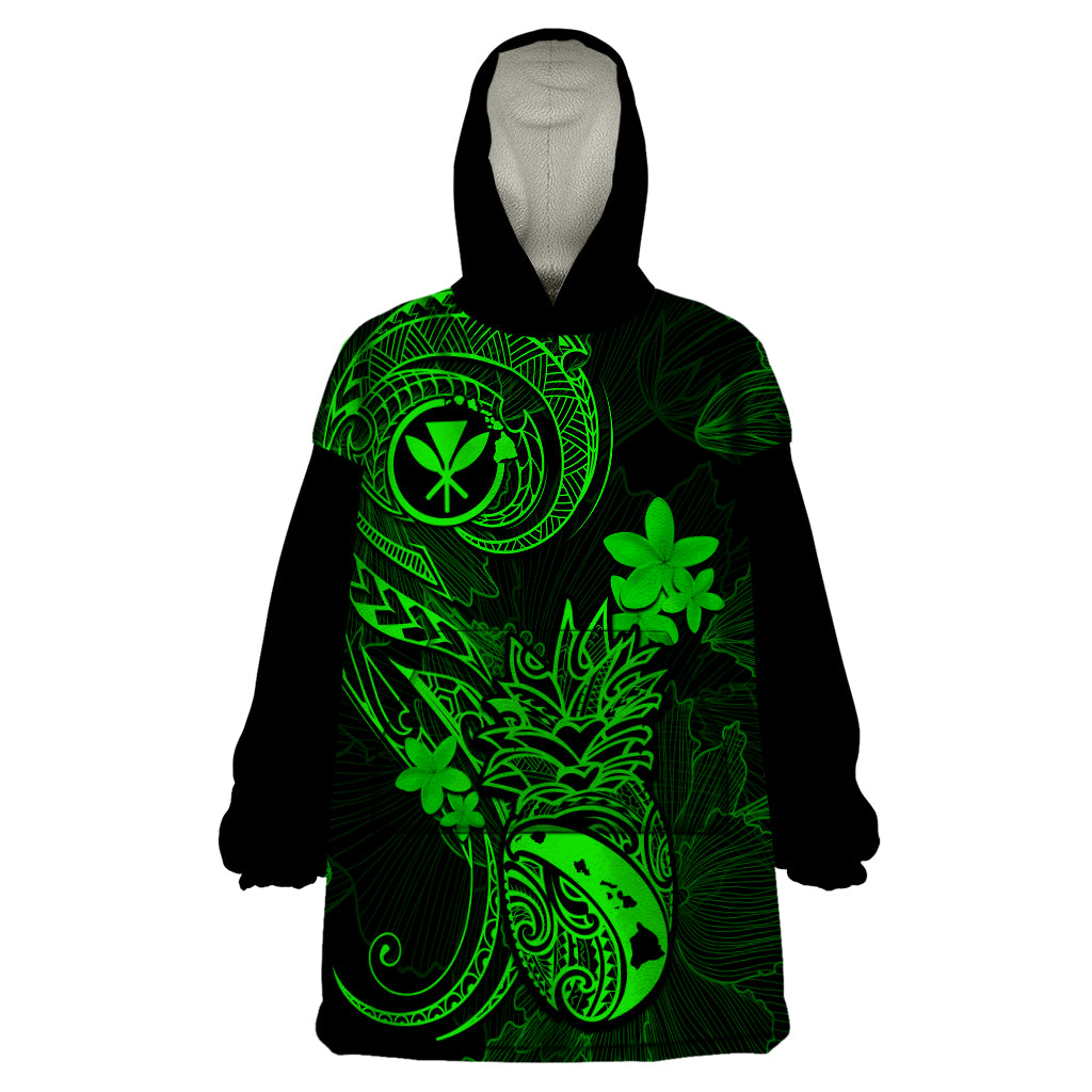 hawaii-wearable-blanket-hoodie-pineapple-mix-polynesian-plumeria-green-version