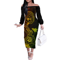 hawaii-family-matching-off-shoulder-long-sleeve-dress-and-hawaiian-shirt-shaka-tattoo-mix-polynesian-plumeria-reggae-version