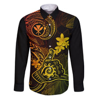 Hawaii Family Matching Off Shoulder Maxi Dress and Hawaiian Shirt Shaka Tattoo Mix Polynesian Plumeria Reggae Version LT14 Dad's Shirt - Long Sleeve Reggae - Polynesian Pride