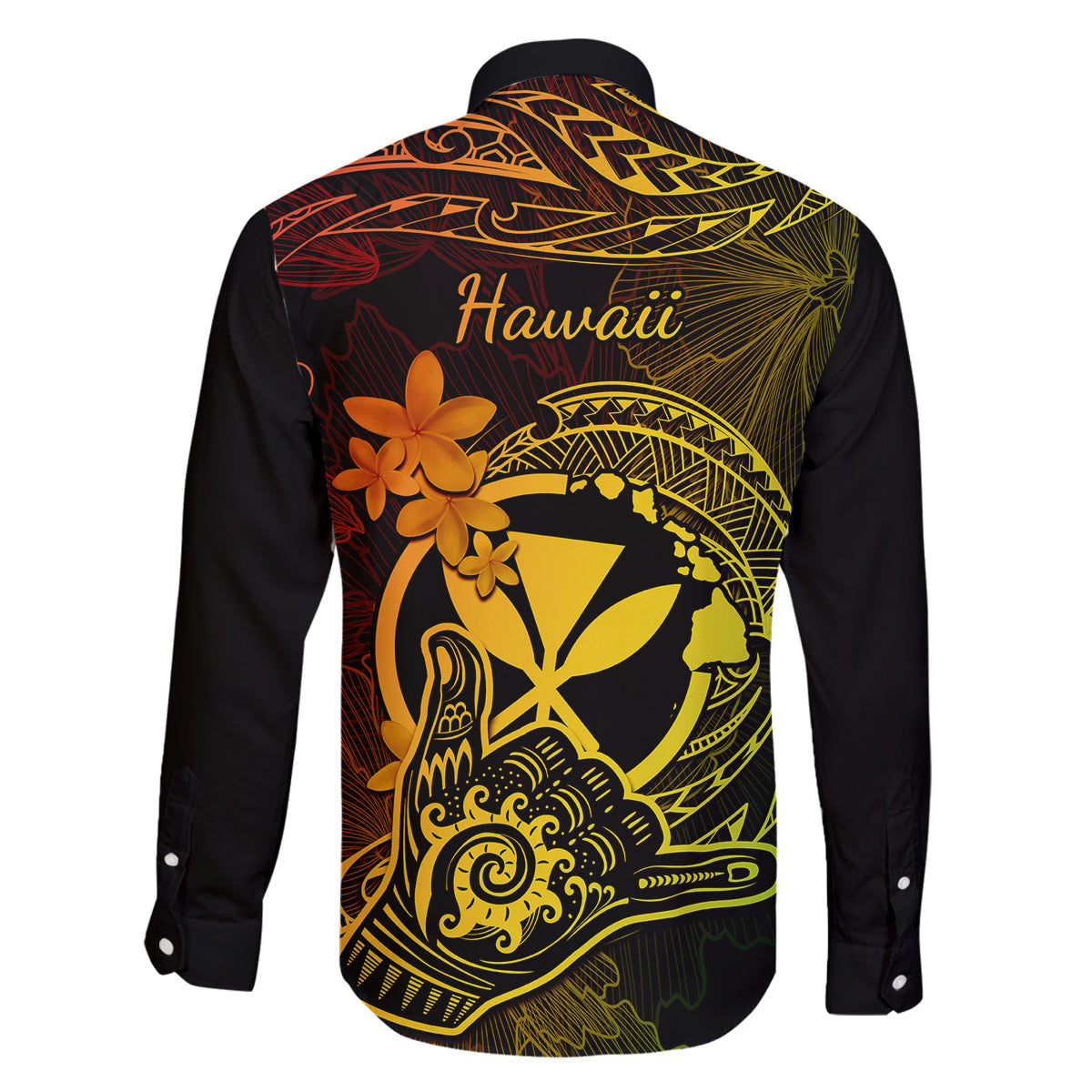 Hawaii Family Matching Off Shoulder Maxi Dress and Hawaiian Shirt Shaka Tattoo Mix Polynesian Plumeria Reggae Version LT14 - Polynesian Pride
