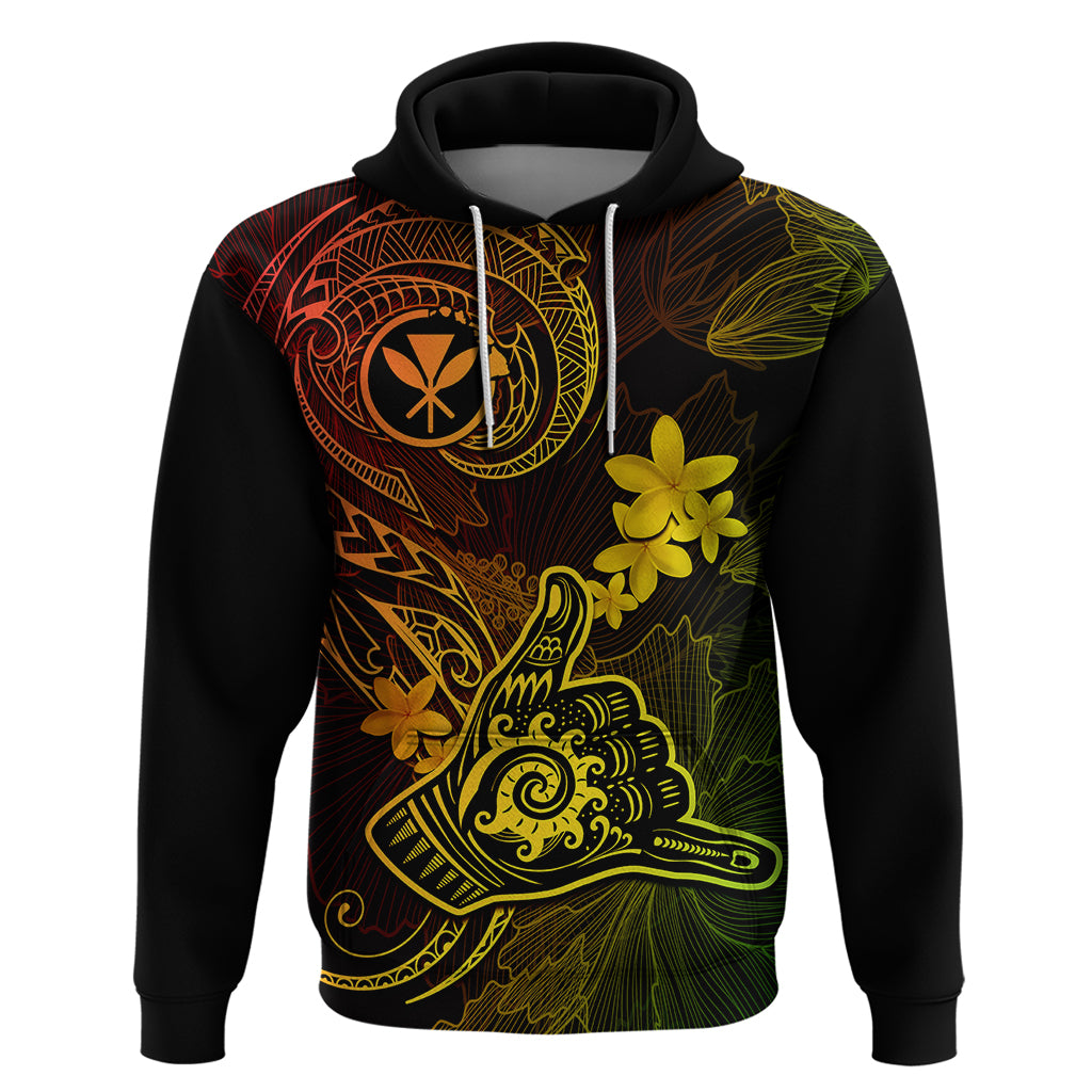 Hawaii Hoodie Shaka Tattoo Mix Polynesian Plumeria Reggae Version LT14 Pullover Hoodie Reggae - Polynesian Pride