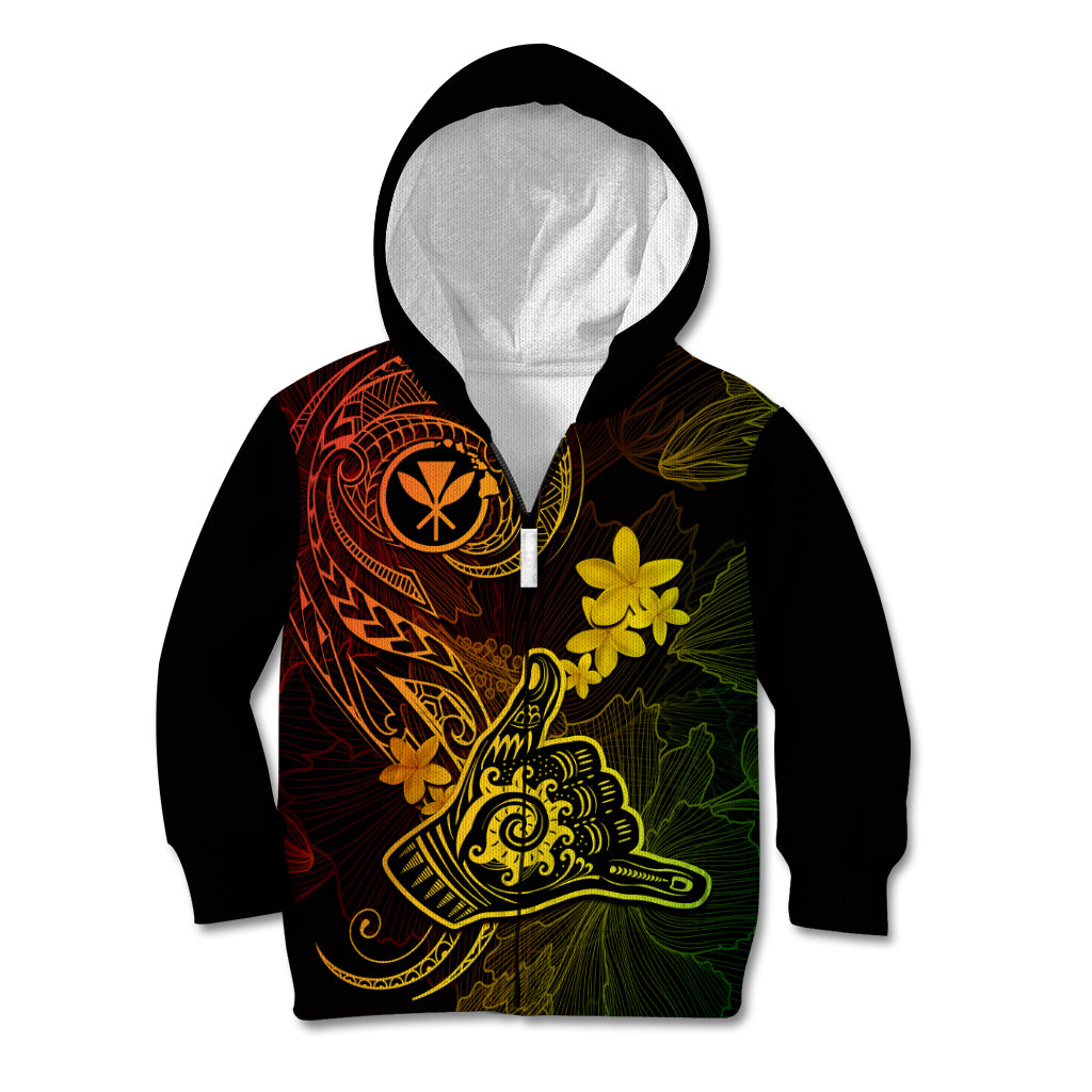 Hawaii Kid Hoodie Shaka Tattoo Mix Polynesian Plumeria Reggae Version LT14 - Polynesian Pride
