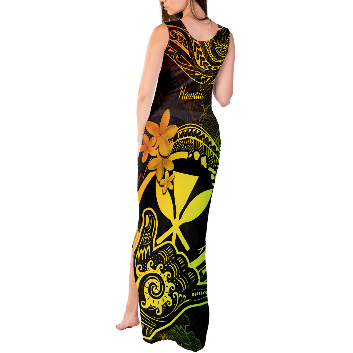 hawaii-tank-maxi-dress-shaka-tattoo-mix-polynesian-plumeria-reggae-version