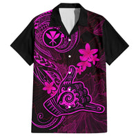 Hawaii Family Matching Off Shoulder Maxi Dress and Hawaiian Shirt Shaka Tattoo Mix Polynesian Plumeria Pink Version LT14 Dad's Shirt - Short Sleeve Pink - Polynesian Pride