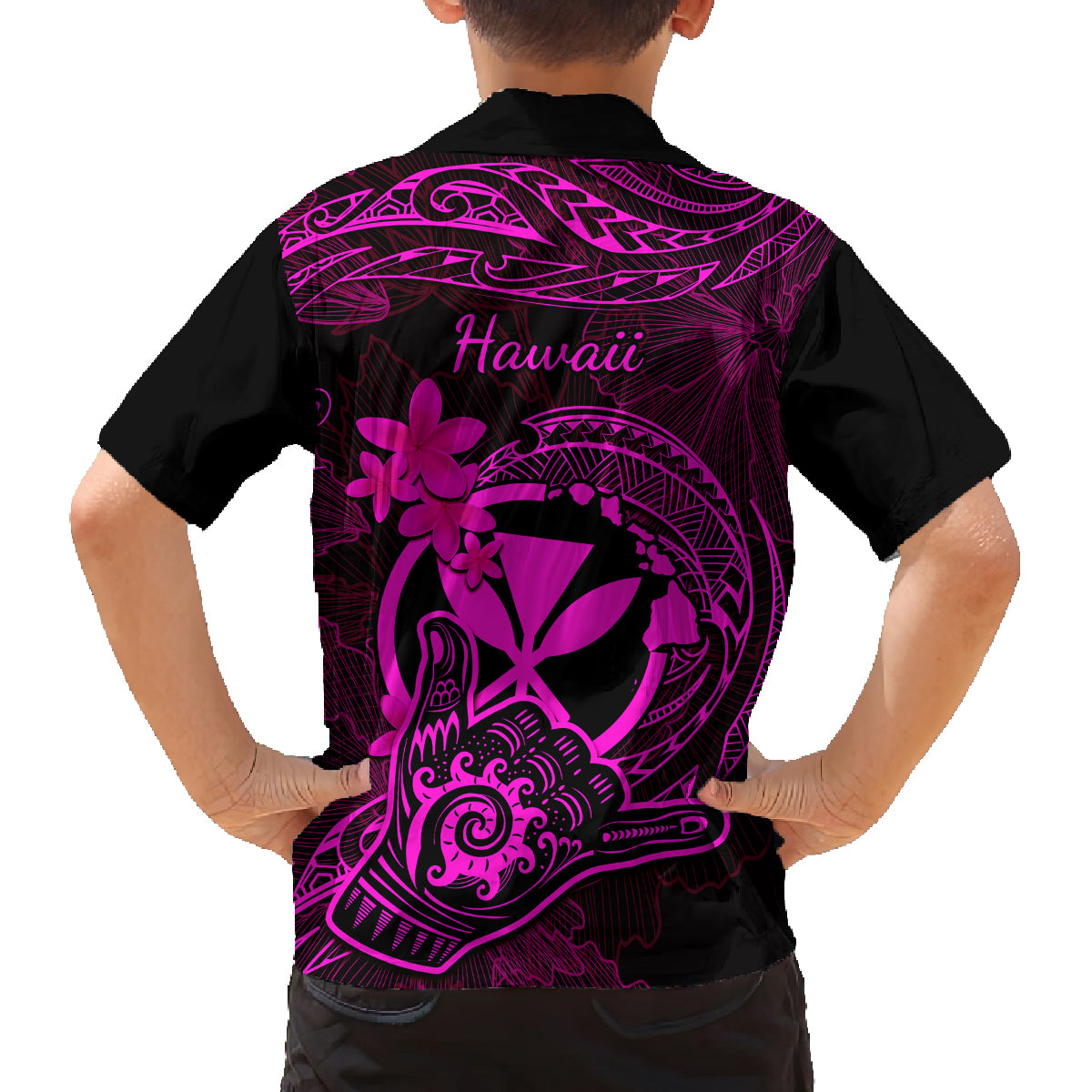 Hawaii Family Matching Summer Maxi Dress and Hawaiian Shirt Shaka Tattoo Mix Polynesian Plumeria Pink Version LT14 - Polynesian Pride